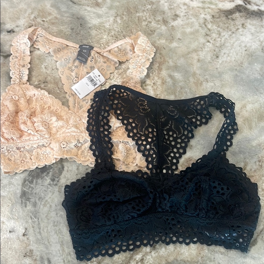 Aerie Bralets Black and Peach size small - Picture 1 of 7